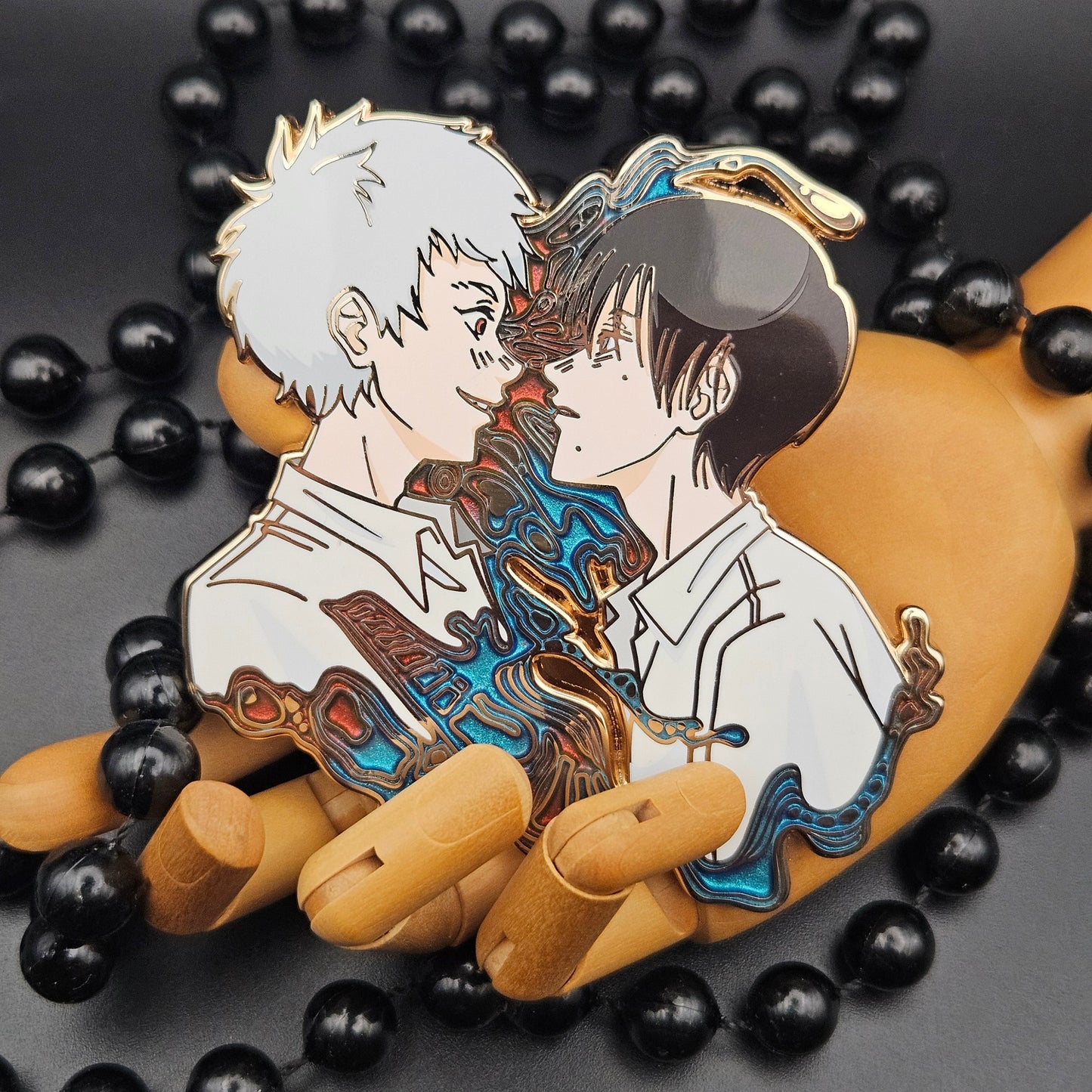 Hikaru & Yoshiki - Gold Plated Enamel Pins w/ Cat Eye Effect